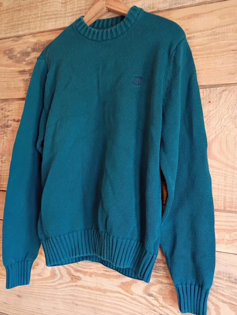 Chaps Forest Green Preppy Cotton Polo Crewneck Sweater Dark Academic Sporty
